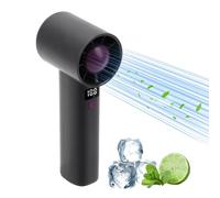 Ventilador de Mano Portatil, Ventilador Turbo Potente Mini, 9m/s, USB Recargable 3000mAh Pilas, 6 Velocidades, Pantalla Digital, para Oficina, Hogar, Camping al Aire Libre, Senderismo (Negro)