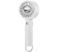 Ventilador de mano recargable de aromaterapia USB con luz LED y cuatro ajustes más gancho colgante para acampar al aire libre viajes en color blanco (blanco)