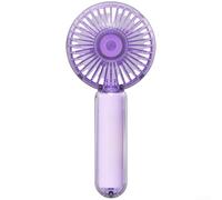 Ventilador de mano recargable Turbo potente flujo de aire USB ventilador de bolsillo con luz LED para senderismo al aire libre 14,5 cm (morado)