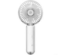 Ventilador de mano recargable Turbo potente flujo de aire USB ventilador de bolsillo con luz LED para senderismo al aire libre 14,5 cm (blanco)