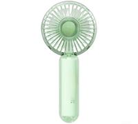 Ventilador de mano recargable Turbo potente flujo de aire USB ventilador de bolsillo con luz LED para senderismo al aire libre 14,5 cm (verde)