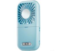 Ventilador de mano turbo portátil con espejo de maquillaje, control táctil de 5 niveles, alto flujo de aire, recargable USB C, para desplazarse, 15 cm (azul nube)