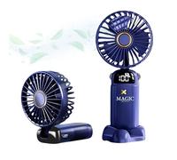 Ventilador de Mano USB-C. Mini Ventilador de Bolsillo Silencioso, Portatil con 5 Velocidades y Base. Ventilador Plegable con Colgador de Cuello para Oficina, Hogar. Cable de Carga Incluido.