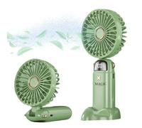 Ventilador de Mano USB-C. Mini Ventilador de Bolsillo Silencioso, Portatil con 5 Velocidades y Base. Ventilador Plegable con Colgador de Cuello para Oficina, Hogar. Cable de Carga Incluido.