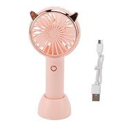 Ventilador de Mano USB con Orejas de Gato, 3 Velocidades, Portátil Recargable, Rosa