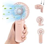 Ventilador de Mano, Ventilador Portátil de Sobremesa Recargable por USB 180° Plegable con 4 Velocidades, Mini Ventiladores de Bolsillo con Batería de 2000mAh para Casa Oficina Acampar Al Aire Libre