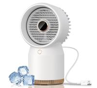 Ventilador de mesa con refrigeración por agua, ventilador USB, silencioso, pequeño con luz nocturna, 4 velocidades, 18 horas, ventilador portátil, silencioso, para mesa, hogar, oficina, dormitorio
