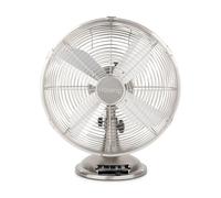 H.Koenig Ventilador de mesa eléctrico JOE48 Silencioso Diseño metálico, 3 velocidades, Oscilación fija o de 90°, Ajuste vertical, Pies antideslizantes