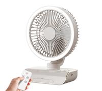 Ventilador de mesa oscilante, 18 x 10,5 x 25 cm, 470 g, 5 velocidades, oscilante, ventilador personal con control remoto, suministros de viaje recargables de 5 W, 2000 mAh, enfriador de aire para