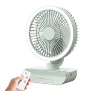 Ventilador de mesa oscilante, 18 x 10,5 x 25 cm, 470 g, 5 velocidades, oscilante, ventilador personal con control remoto, suministros de viaje recargables de 5 W, 2000 mAh, enfriador de aire para