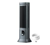 Ventilador de mesa portátil sin aspas, pequeño ventilador de aire acondicionado personal recargable, 3 velocidades ajustables, aire acondicionado USB de CA para habitación pequeña para oficina en casa