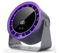 Ventilador de Mesa USB Silencioso Recargable, Mini Portátil 100 Velocidades con Pantalla LED, Dirección 360°, Batería 2400mAh (12h), 2 en 1 Sobremesa/Pared, Dormitorio, Hogar, Oficina y Viajes