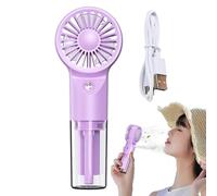 Ventilador de nebulización, ventilador de niebla de mano de 4 velocidades, enfriador portátil recargable por USB, función de pulverización ajustable, dispositivo de refrigeración personal, ideal para