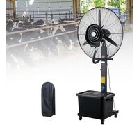 Ventilador de niebla al aire libre, refrigeración industrial de 3 velocidades de 260W para la tienda del garaje del patio.Pedestal oscilante de 90° con tanque de 43L y compartimento de hielo.Operación