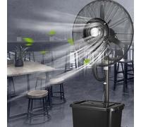 Ventilador de niebla al aire libre, refrigeración industrial de 3 velocidades de 260W para la tienda del garaje del patio.Pedestal oscilante de 90° con tanque de 43L y compartimento de hielo.Operación