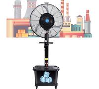 Ventilador de niebla comercial con remoto, enfriador de pedestal de 3 velocidades para garaje de patio.Diseño portátil con ruedas giratorias.Operación silenciosa y temporizador.Uso Interior Al Aire Li