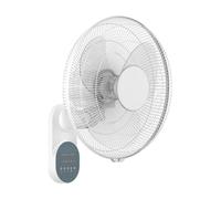 Ventilador de pared con oscilación automática. incluye panel electrónico con 3 velocidades, 3 modos y temporizador.