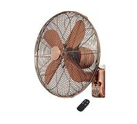 Ventilador de pared, ventilador de refrigeración metálico retro, control remoto, oscilación de 120°, 50 W de alta resistencia, 3 velocidades para taller de garaje, Remote Control- Red Bronze-16in