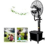 Ventilador de pedestal con nebulizador de alta resistencia para exteriores, 3 velocidades de enfriamiento, ventilador oscilante de 90° para patios, garajes, gimnasios y t