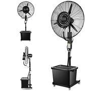 Ventilador de pedestal con nebulizador para exteriores, ventilador de refrigeración con rocío y oscilación de 90° (resistente al agua); ventilador nebulizador de altura ajustable para patios