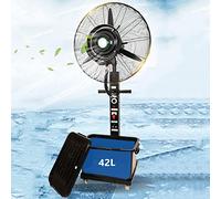 Ventilador de pedestal con rociador de alta resistencia, 3 velocidades, depósito de 42 litros, ventilador eléctrico de refrigeración para patio, garaje, espacio de trabajo (un solo color, aspas d