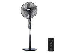Ventilador de Pie con Controlo Remoto EDM - 110-130cm - Base Circular - 60W - Negro