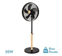 Ventilador de pie falcon negro/haya 3vel.50w.5aspas oscilante y rotato