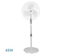 Ventilador de pie oscilante 45W con 3 velocidades, temporizador y mando a distancia, ideal para enfriar espacios y mejorar la circulación de aire.