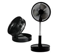 Ventilador de Pie Portátil/Ventiladores de Escritorio USB Plegable/Ventilador de Piso Telescópico, 7200mAh Recargable Ventilador de Mesa Personal Silencioso, Altura ajustable 36-97,5 cm Black