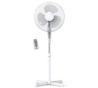 briebe Ventilador de Pie Silencioso con Mando a Distancia, 40cm, Temporizador, Oscilante, 3 Modos Funcionamiento, 3 Velocidades, Regulable Altura 100-125cm, Blanco