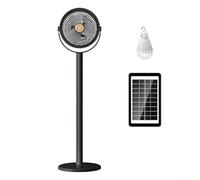 Ventilador de pie solar portátil, ventilador solar compacto con luz LED, ventilador USB recargable de 5 velocidades, ventilador de pedestal plegable de 4000 mAh para viajes, camping, oficina en casa
