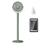 Ventilador de pie solar portátil, ventilador solar compacto con luz LED, ventilador USB recargable de 5 velocidades, ventilador de pedestal plegable de 4000 mAh para viajes, camping, oficina en casa