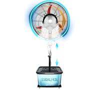Ventilador de pie, ventilador nebulizador de pedestal oscilante, soporte industrial de metal resistente con 3 velocidades, ideal para refrigeración de garajes, talleres y fábricas.