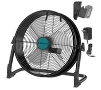 Ventilador de piso de 16 pulgadas que funciona con pilas para batería Makita de 18 V, ventilador portátil con adaptador de CA y salida USB, ventilador inalámbrico de alta velocidad industrial de metal
