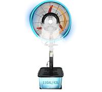 Ventilador de piso, nebulizador oscilante con tanque de gran capacidad, 3 velocidades para refrigeración exterior, ideal para uso industrial y comercial.