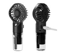 Ventilador de pulverización de agua, ventilador de pulverización manual - Mini ventilador portátil recargable de viaje, ajustable a 4 velocidades, diseño del tanque de agua, nebulización de larga
