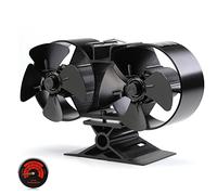 Ventilador de quemador de leña de 8 cuchillas silenciosas para quemador de madera, doble motor - Abanicos de fuego de tamaño pequeño para chimenea, quemador de leña/Multi combustible