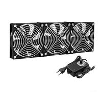 Ventilador de refrigeración de 12 cm con controlador de velocidad ajustable de 3000 RPM, protección de malla metálica y clips de montaje seguros para máquinas mineras y refrigeración de gabinetes (3