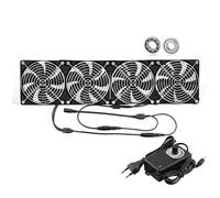 Ventilador de refrigeración de 12 cm con controlador de velocidad ajustable de 3000 RPM, protección de malla metálica y clips de montaje seguros para máquinas mineras y refrigeración de gabinetes (4