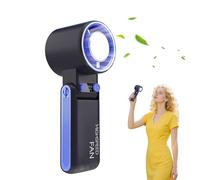 Ventilador de refrigeración de hielo, plegable, 6,61 x 2,36 x 1,81 pulgadas, portátil, 100 velocidades, 4000 mAh, recargable dispositivo para playa, viajes, gimnasio, camping, y construcción