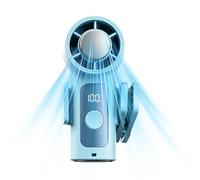 Ventilador de refrigeración de mano, pequeño acondicionador USB, con pantalla LED y clip extraíble, rotación de 360 grados, ventilador personal, para viajes, verano, camping, crucero, vacaciones