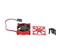 Ventilador de refrigeración del Motor, aleación de aluminio de 35x35mm, refrigeración rápida, ventilador de refrigeración ESC para coche RC con cubierta de ventilador para coche (Roja)