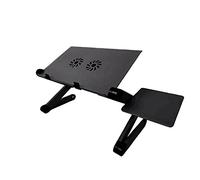 Ventilador de refrigeración Escritorio portátil ajustable escritorio plegable computadora titular la tarjeta Fireplace ordenador personal Soporte mesa Lapdesk con alfombrilla ratón(Double small fan)