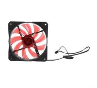 Ventilador de refrigeración luminoso de 12 cm con 15 luces LED que proporcionan una disipación eficaz del calor del radiador y un flujo de aire mejorado (rojo)