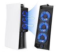 Ventilador de Refrigeración para PS5 con luz LED, Ventilador PS5 Silencioso con 3 Velocidades HUIJUTCHEN Ventilador Externo para PS5 con puerto USB Velocidad de Ventiladores Ajustable (Blanco)