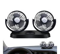 Ventilador de refrigeración por coche, ventilador eléctrico para coche,Ventilador de escritorio USB de doble cabezal - Rotación de 360 grados, dispositivo de enfriamiento automático con 3 velocidades