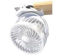Ventilador de refrigeración, ventilador portátil con clip recargable por USB, ajustable de 360°, funciona con batería silenciosa, ventilador de escritorio con 3 velocidades para cochecito, cuna