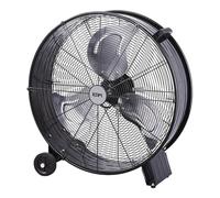 EDM Ventilador Industrial de Suelo con Ruedas 180W Ø65 cm, Caudal Aire 9834 m³/h, 3 Velocidades, Negro/Cromado, Rejilla Seguridad
