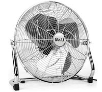 Ventilador de suelo metálico Bakaji de 90 vatios con aspas de aluminio inclinables de 45 cm y motor de 3 velocidades