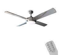 Cecotec Ventilador de Techo con Mando a Distancia, Temporizador y Luz LED EnergySilence Aero 570. 60 W, 132 cm de Diámetro, 4 Aspas, 3 Velocidades, Función invierno, Diseño en Acero